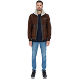 Luxury  Sheepskin Pilot Jacket Buff Brown: NCAF1