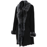 3/4 Length Toscana Suede Leather Coat Black : 5055