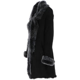 3/4 Length Toscana Suede Leather Coat Black : 5055