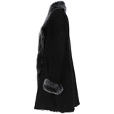 3/4 Length Toscana Suede Leather Coat Black : 5055
