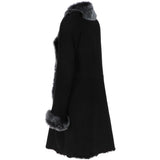 3/4 Length Toscana Suede Leather Coat Black : 5055