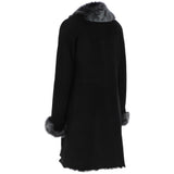 3/4 Length Toscana Suede Leather Coat Black : 5055