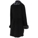 3/4 Length Toscana Suede Leather Coat Black : 5055