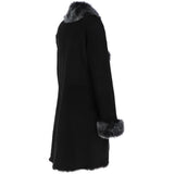 3/4 Length Toscana Suede Leather Coat Black : 5055