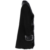 3/4 Length Toscana Suede Leather Coat Black : 5055