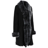 3/4 Length Toscana Suede Leather Coat Black : 5055