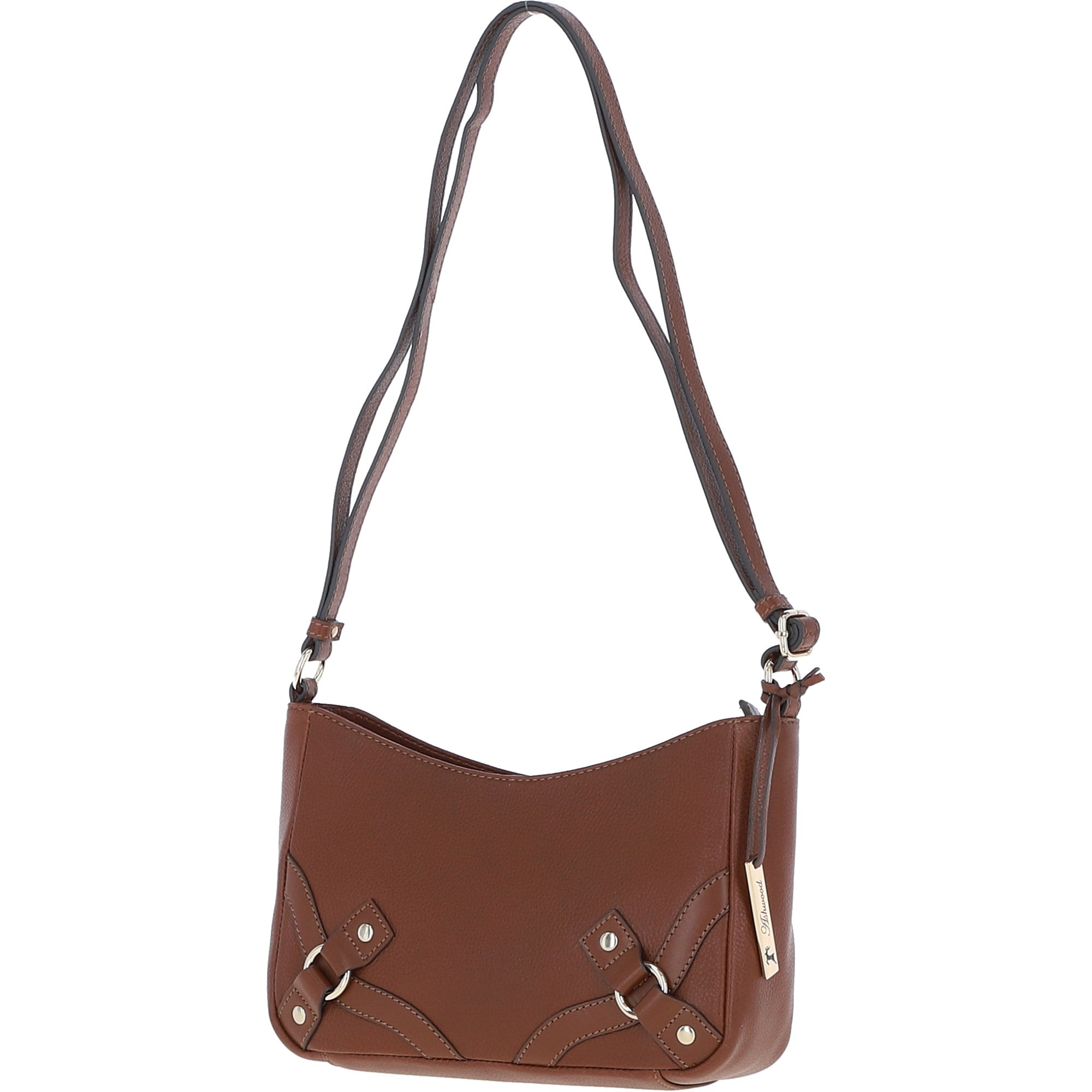 Ashwood Top Zip Leather Crossbody Bag Tan: Z-78