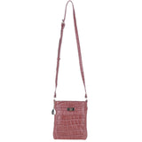 Ashwood Leather Crossbody Bag with Adjustable Strap in Rosa/Croc: C-71