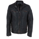 Vintage Wash Leather Biker Jacket Black: Lent 2