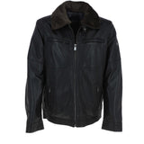Leather Jacket With Detachable Collar Black: SANDOR