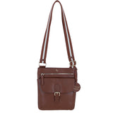 Ashwood Leather Flat Crossbody Bag with Contrast Strap in Tan: CB-11