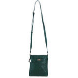 Ashwood Leather Crossbody Bag with Adjustable Strap in Green/Croc: C-71
