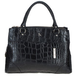 Three Section A4 Croc Print Leather Work Bag Black: A4 Work Bag