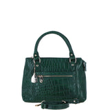 Ashwood Leather Ladies Handbag with Detachable Crossbody Strap in Green/croc: C-73