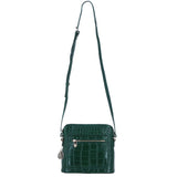 Ashwood Leather Crossbody Bag with Adjustable Strap in Green/Croc: C-72
