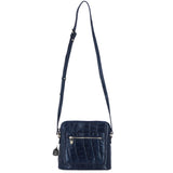 Ashwood Leather Crossbody Bag with Adjustable Strap in Navy/Croc: C-72