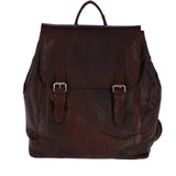 Unisex Leather Vintage Backpack Brandy : F-86