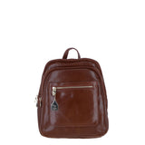 Ashwood Leather Backpack with Multiple Pockets and Golden Hardware in Tan: C-74