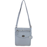 Ashwood Leather Flat Crossbody Bag with Adjustable Leather Strap in Elephant Grey: CB-10