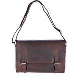 Leather Vintage Messenger Bag Brandy : F-85