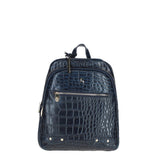 Croc Print Leather Backpack with Gold Hardware Navy/Croc: 52235