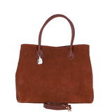 Ashwood Leather and Suede Large Handbag with Detachable Strap in Tan: S-55