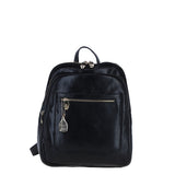 Ashwood Leather Backpack with Multiple Pockets and Golden Hardware in Black: C-74