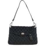 Real Leather Flapover Quilted Bag Black: 63858