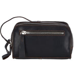 Two Section Oily Hunter Leather Wash Bag Brown : 1667