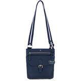Ashwood Leather Flat Crossbody Bag with Contrast Strap in Navy: CB-11