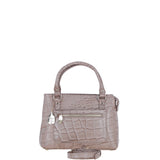 Ashwood Leather Ladies Handbag with Detachable Crossbody Strap in Mushroom/croc: C-73