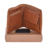 Mens Luxury 3 Card Note Leather Wallet With Coin Section Tan: 2003