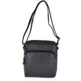 Leather Vintage Medium Flight Shoulder Bag Black/mud : F-82