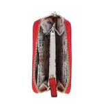 6 Card RFID Protected Zip Around Leather Purse Poppy Red: S-5