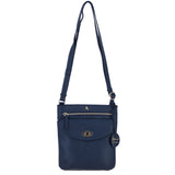 Ashwood Leather Flat Crossbody Bag with Adjustable Leather Strap in Navy: CB-10