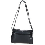 Compact Zip-Closure Leather Crossbody Bag Black: Belfast