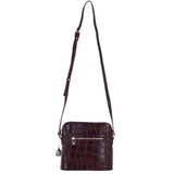 Ashwood Leather Crossbody Bag with Adjustable Strap in Bordo/Croc: C-72