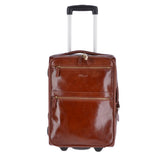 Airline friendly cabin size trolley in vegetable tanned leather Chestnut : 79014