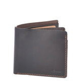 Leather Oily Hunter Wallet With ID And Coin Section Brown : 1884
