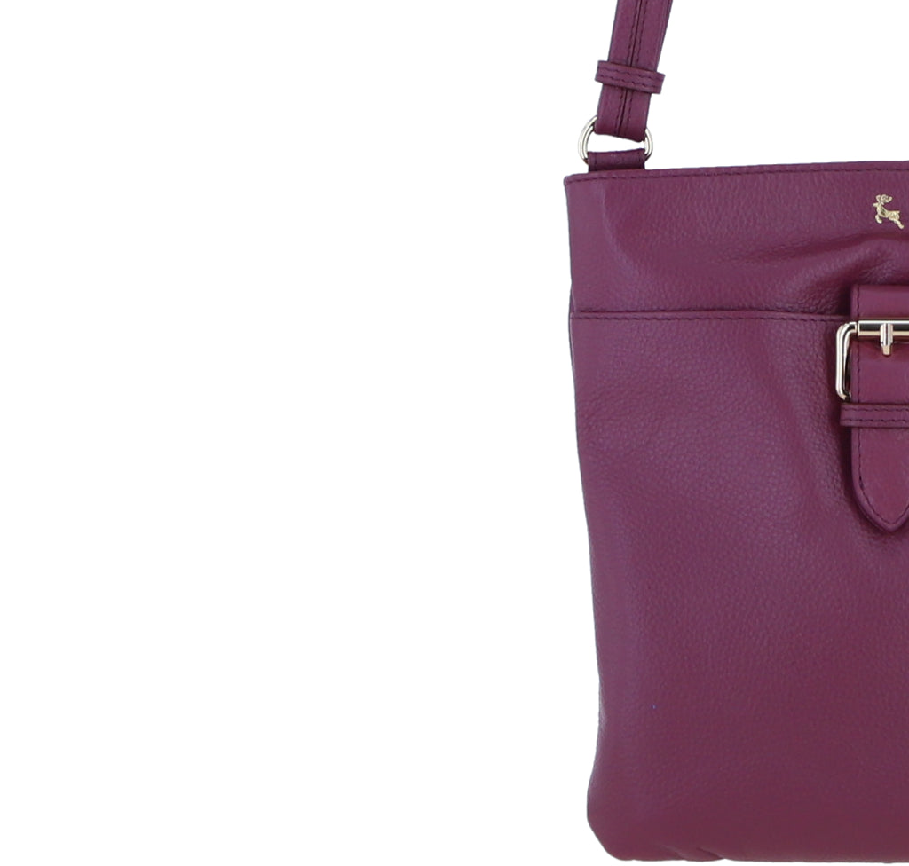 Ashwood Leather Smart Tab Cross Body Bag Wine: 63621/Tab