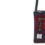 Authentic Ashwood Leather & Harris Tweed® Cloth Crossbody Bag Navy/Pink: TW-29-06-NP