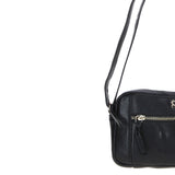 Leather Crossbody Bag with Adjustable Strap Black: Audrey