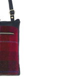 Authentic Ashwood Leather & Harris Tweed® Cloth Crossbody Bag Navy/Pink: TW-29-06-NP