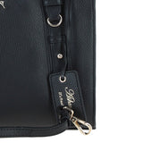 Real Leather Handbag with Adjustable Crossbody Strap Black: 64867