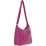 Leather Shoulder Bag with Zip & Magnetic Pocket Berry: Meath