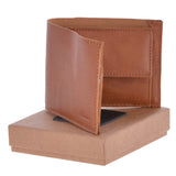 Mens Luxury 3 Card Note Leather Wallet With Coin Section Tan: 2003
