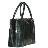 Large Leather Handbag Green/croc: Gina
