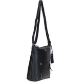 Practical Extending Pocket Leather Shoulder Bag Black: Donegal