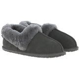 Women's Classic  Suede Sheepskin Cuff Slippers Grey: LADIES CUFF SLIPPERS