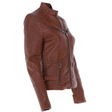 Women's Leather Biker Jacket Cognac: BikeX